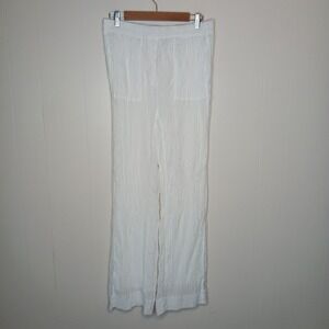 Holzweiler Alfa Trouser Pants Womens Size L White Crinkled Elastic Waist Pockets